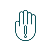 Palm out with exclamation point on it icon