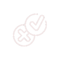 X and check in circle bubbles icon