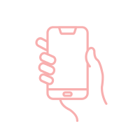 Hand holding cell phone icon