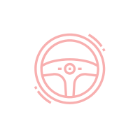 Steering wheel with motion lines on each side icon